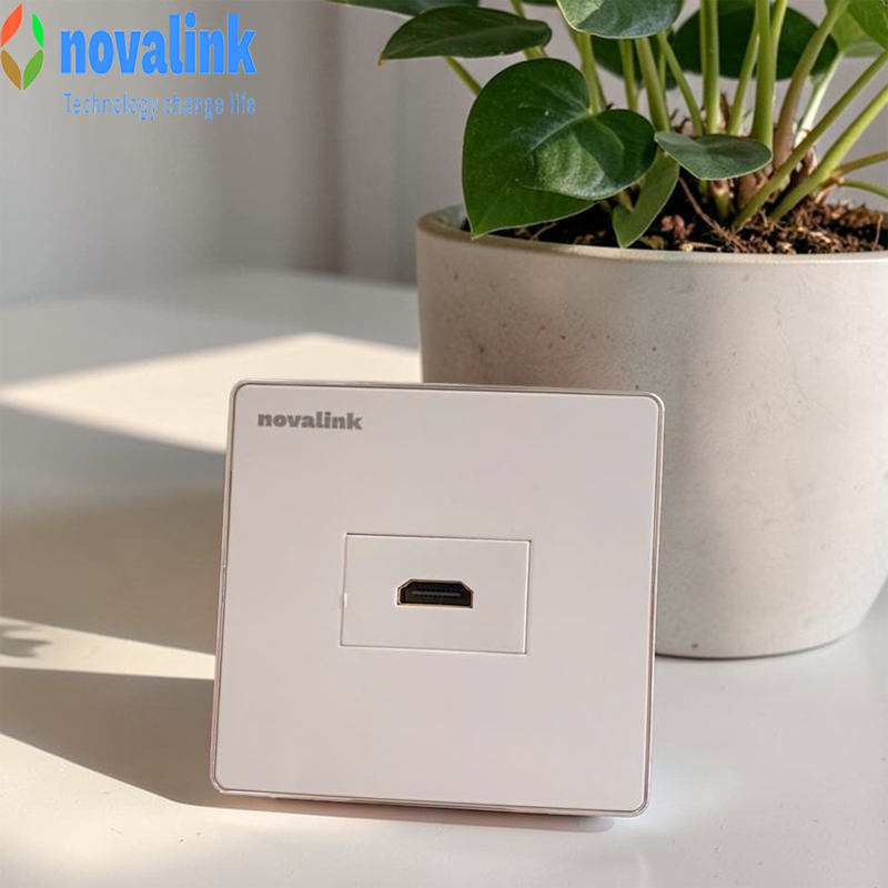 Bộ ổ cắm HDMi &acirc;m tường novalink gấp 90 độ P30A+NV-22001SW ch&iacute;nh h&atilde;ng cao cấp